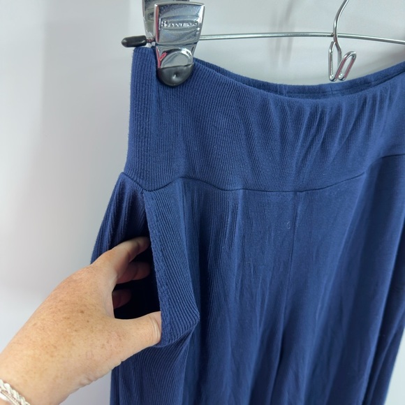 Cozy Earth Womens Bamboo Rib Knit SET Hoodie Wide Leg Pants Size S/M Navy Blue - Picture 8 of 16